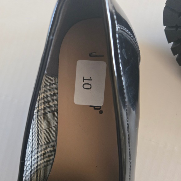 Jellypop Women's Black Patent Lug Sole Loafers Chunky Heel Bit Detail Size 10 - Picture 8 of 10